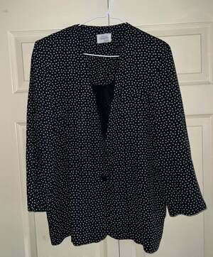 Petites By Fundamental Things Black & White Vest Vintage Sz Pet Med 1 Button